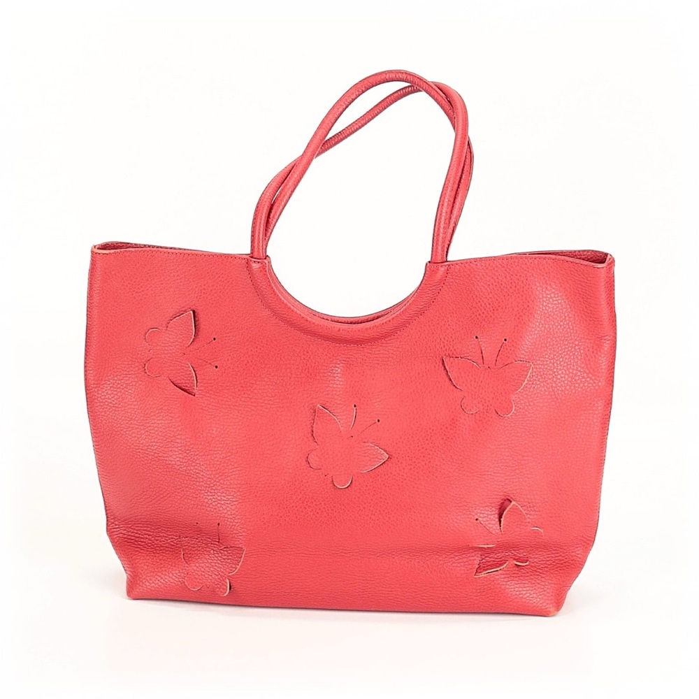 Claudia Firenze Chic Red Tote Bag with Butterfly Accents